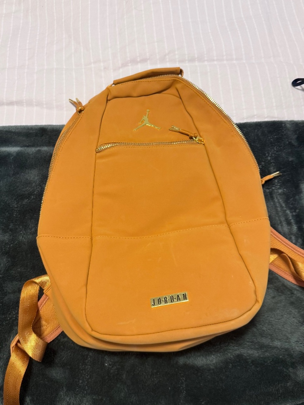 Jordan Backpack Mustard Gold | Faux Leather Laptop School Travel Bag